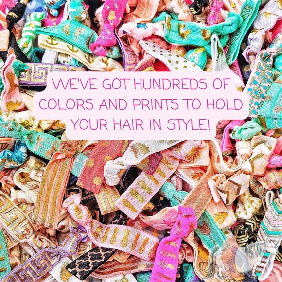 Boho Floral Theme 4-Pack Handmade No Crease FOE Elastic Hair Ties - Picture 6 of 6